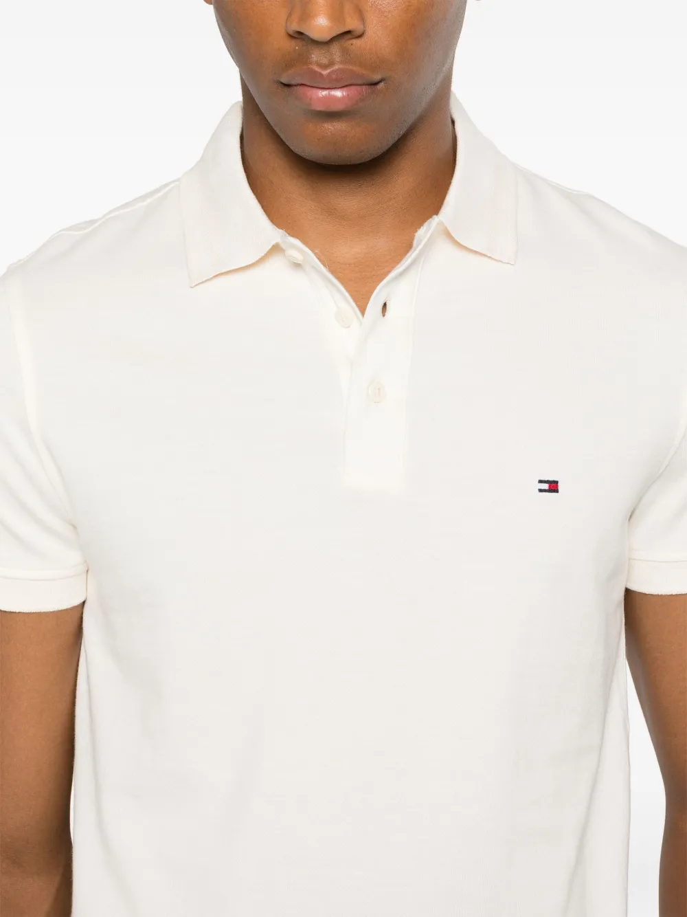 Tommy Hilfiger Poloshirt met gestreepte kraag Beige