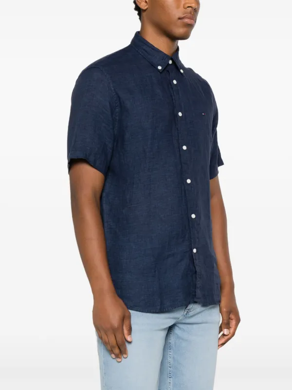 Tommy hilfiger linen short sleeve shirt hotsell