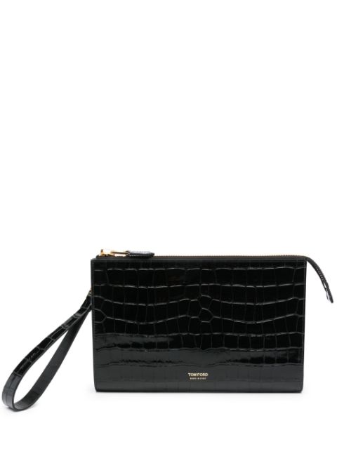 TOM FORD bolsa de mano con efecto de piel cocodrilo en relieve