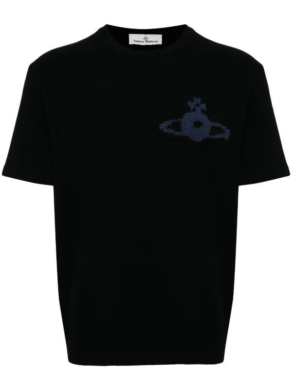 Vivienne Westwood Orb-logo Knitted wool-cashmere T-shirt | Black 
