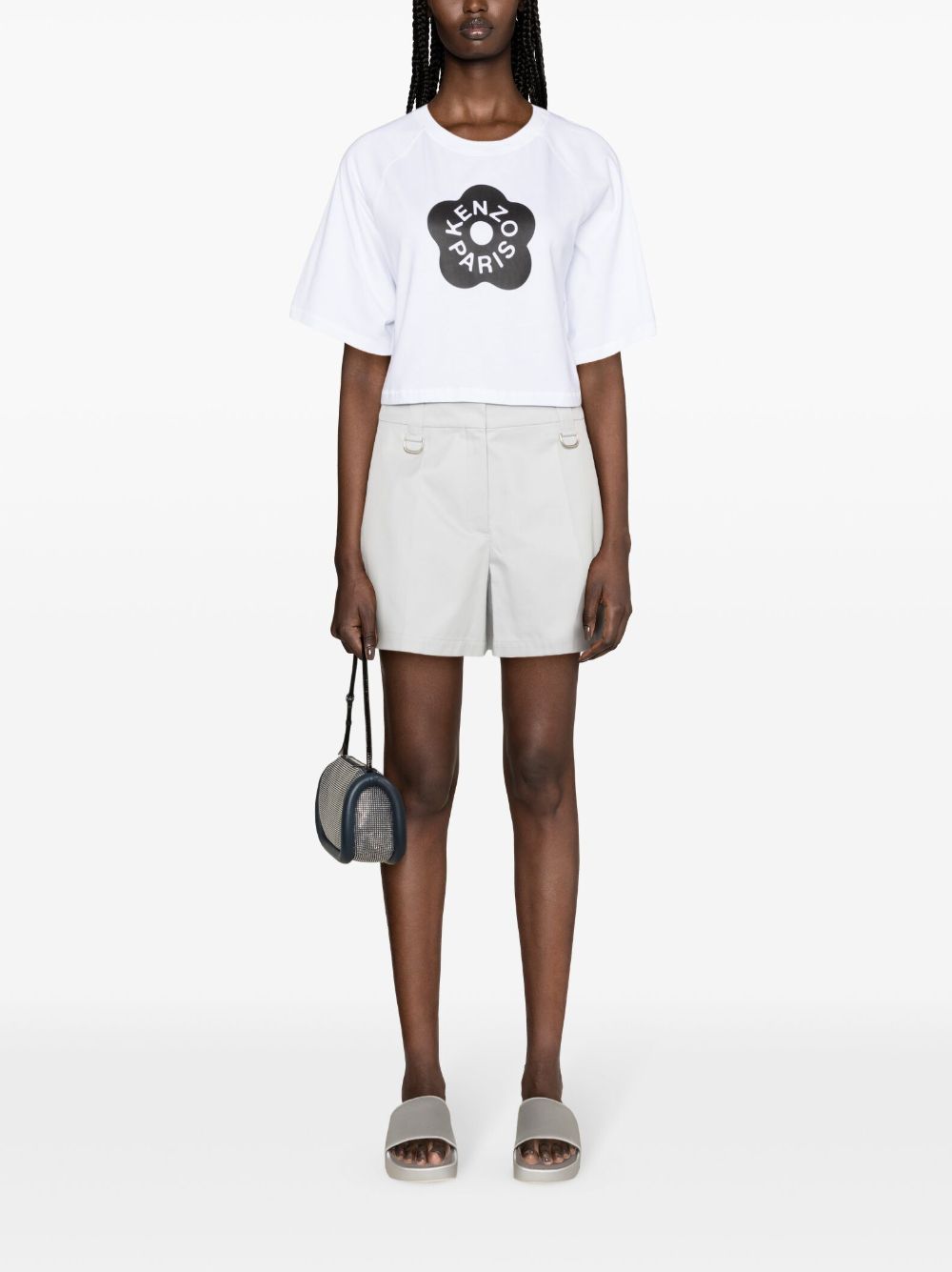 Kenzo Cropped T-shirt met bloemenprint Wit