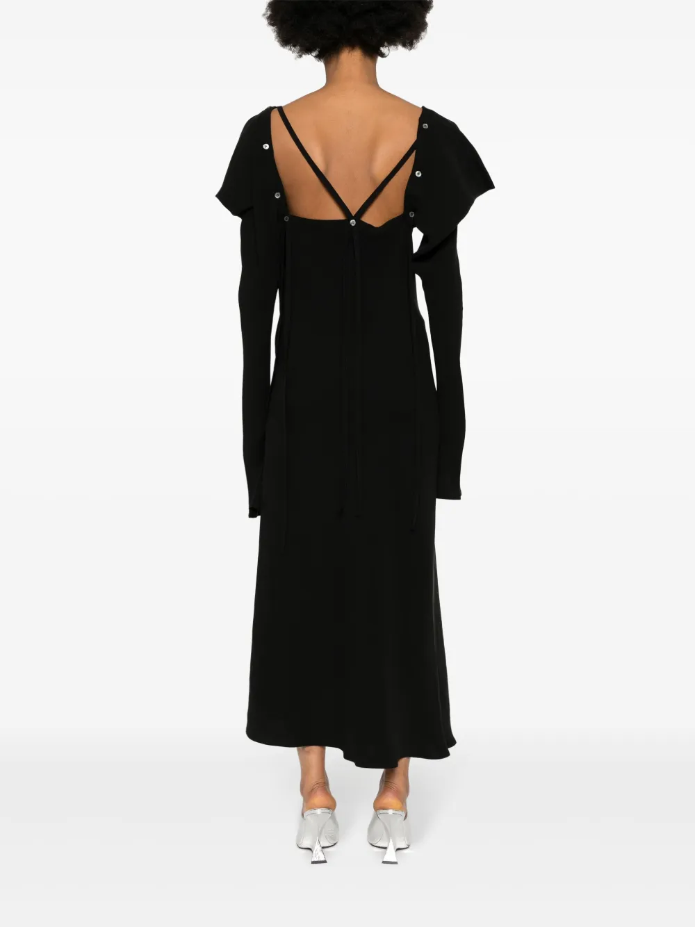 SETCHU DETACHABLE-SLEEVES SILK MAXI DRESS 