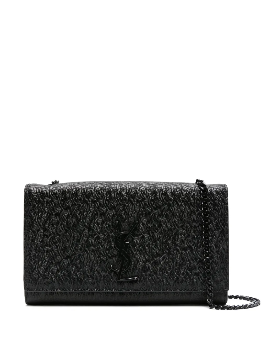 Pre-owned Saint Laurent Medium Kate Leather Shoulder Bag In Black