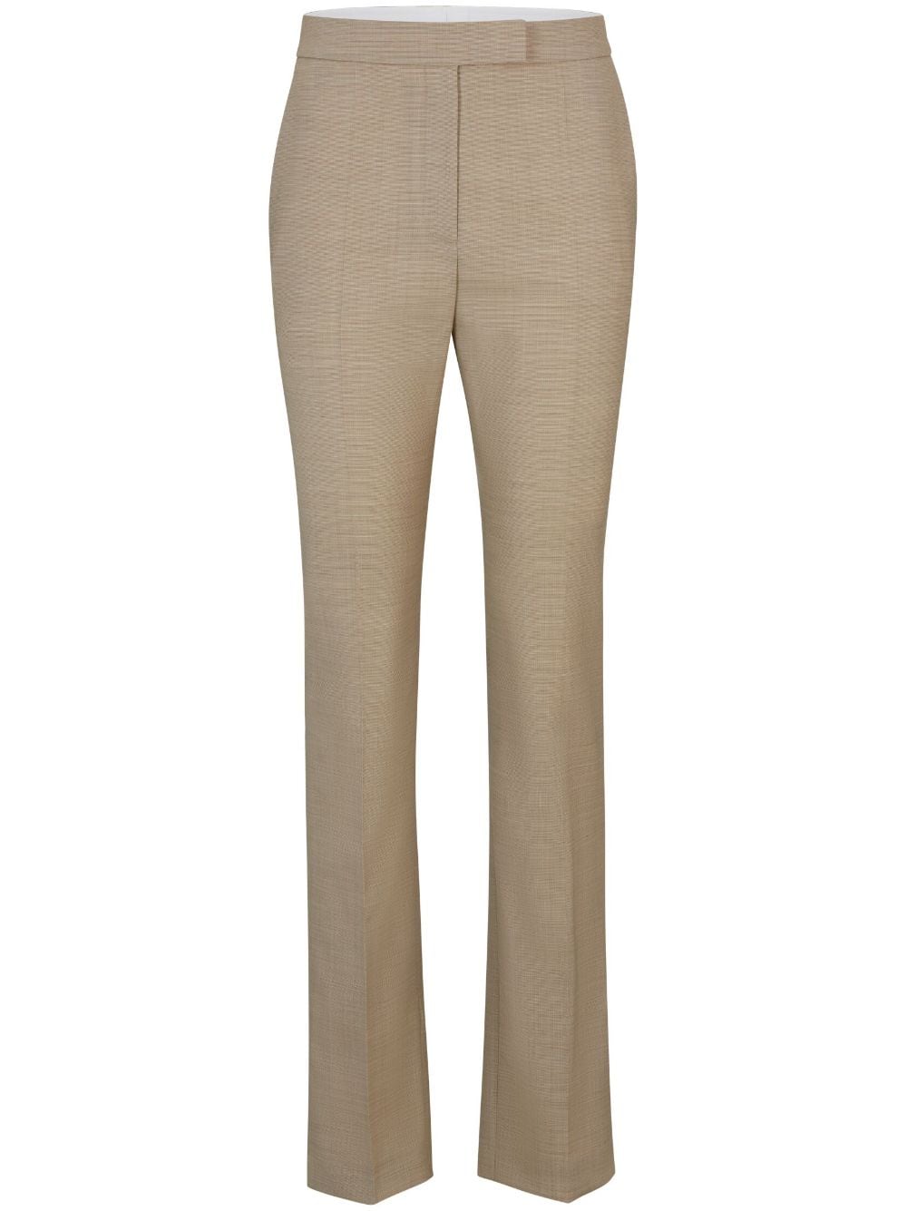 Hugo Boss Flared Wool Trousers In Neutrals