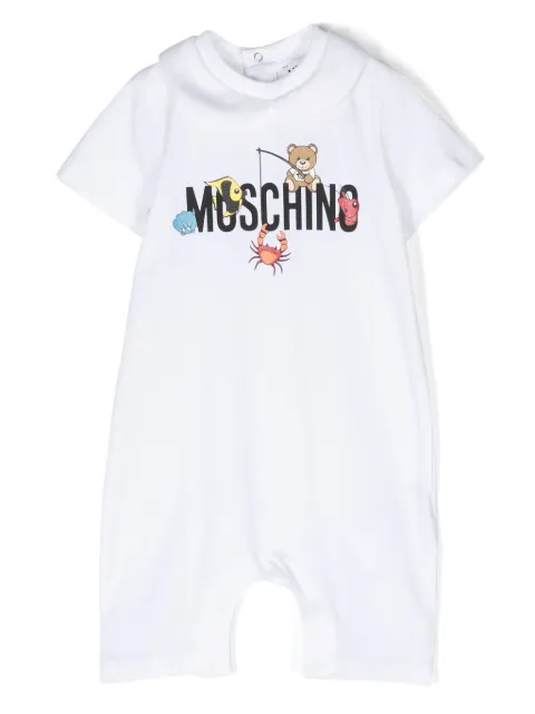 Moschino Kids logo-print stretch-cotton romper