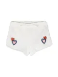 Stella McCartney Kids heart-patches cotton mini shorts - White