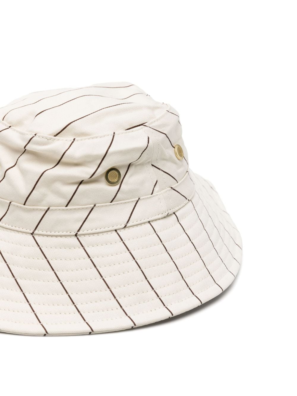 Shop Mini Rodini Feather-patch Striped Bucket Hat In Neutrals
