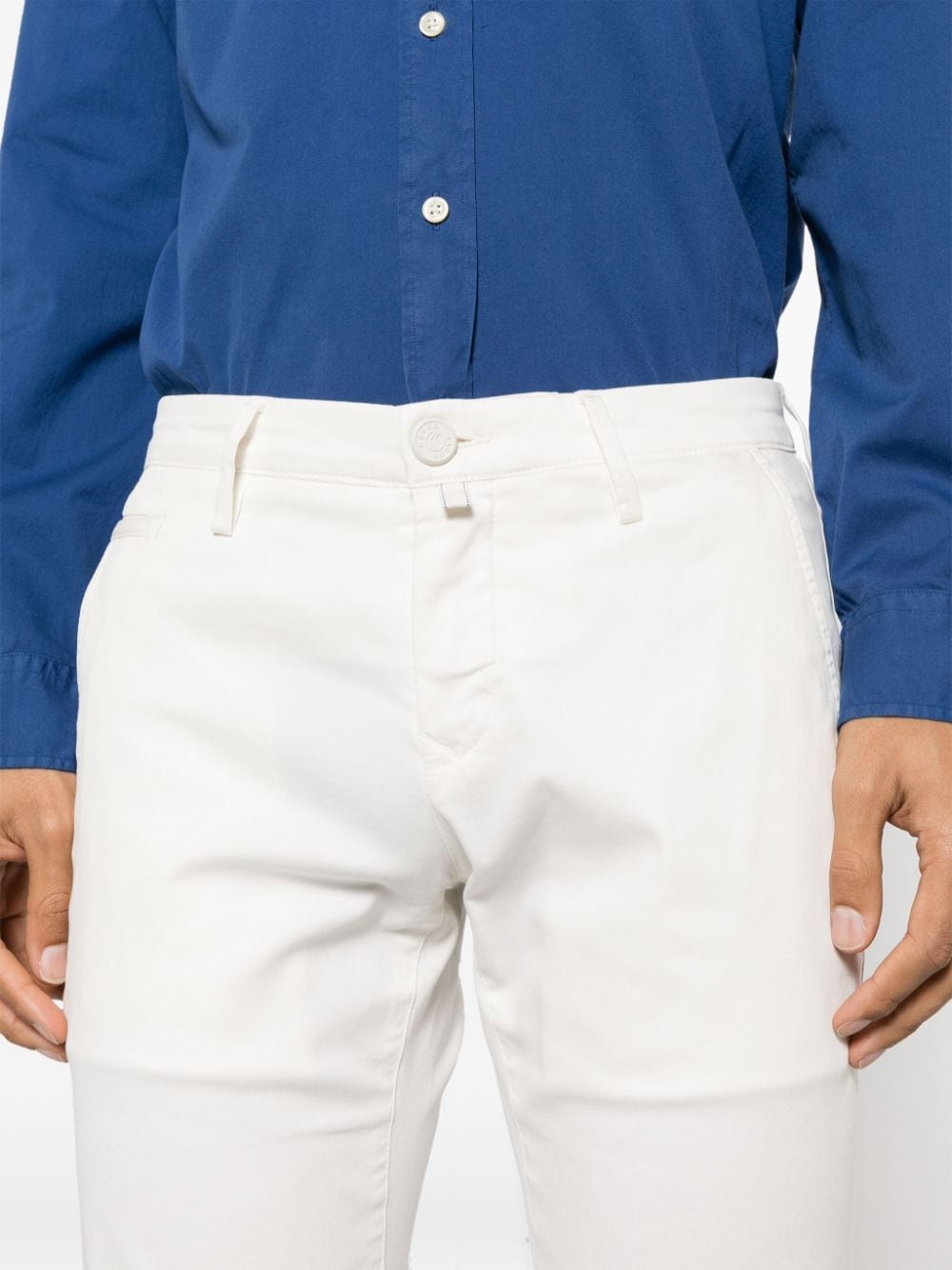 Shop Jacob Cohen Bobby Slim Chino Trousers In White