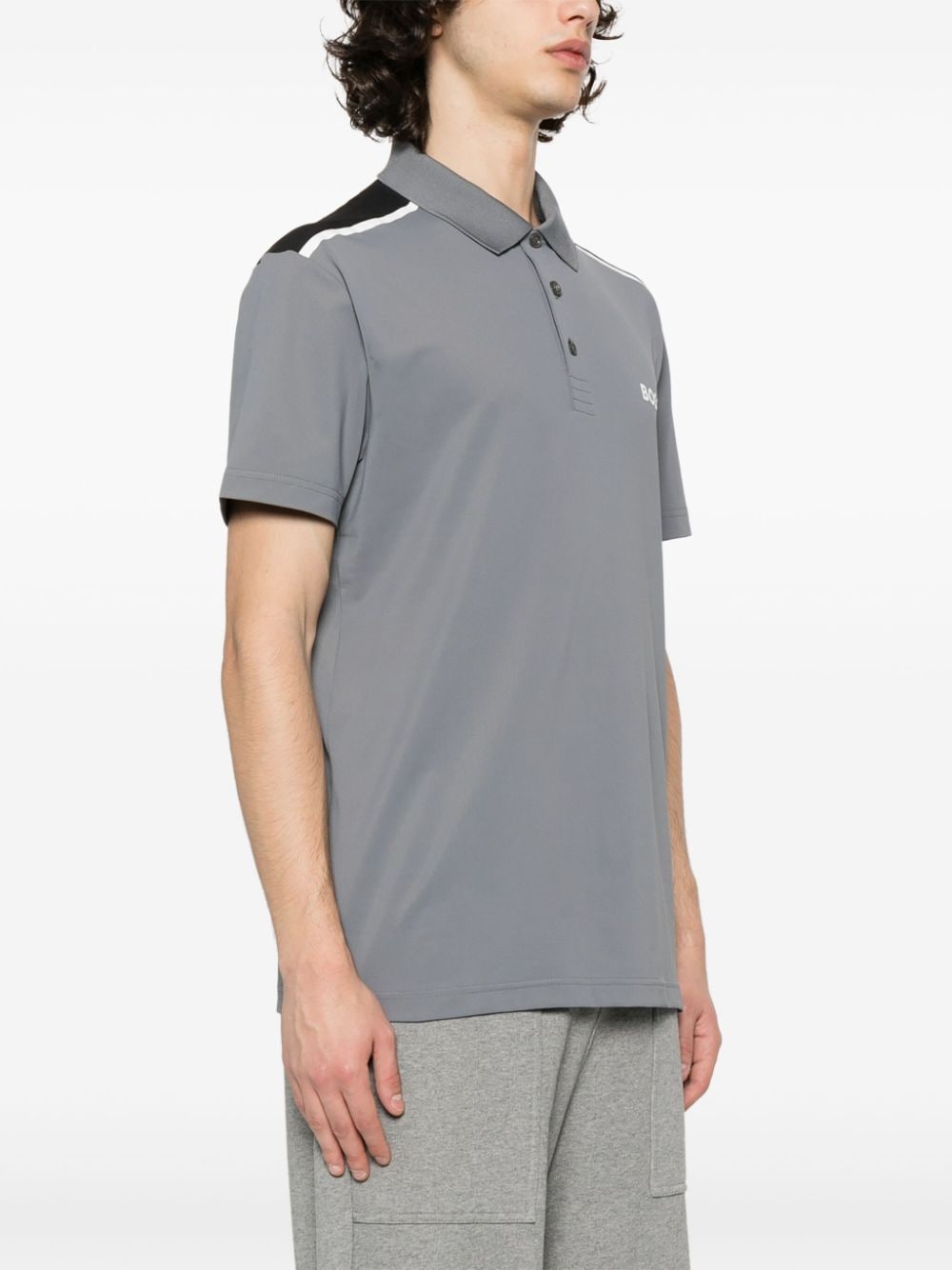 Shop Hugo Boss Logo-print Polo Shirt In Grey