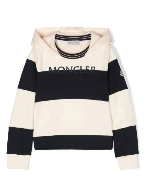 Moncler Enfant embroidered-logo striped hoodie