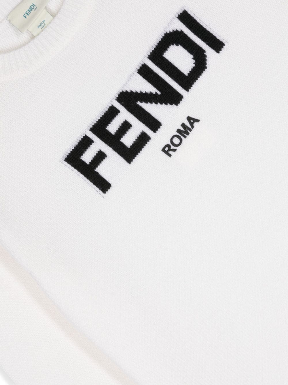 Shop Fendi Intarsia-logo Wool Jumper In Neutrals