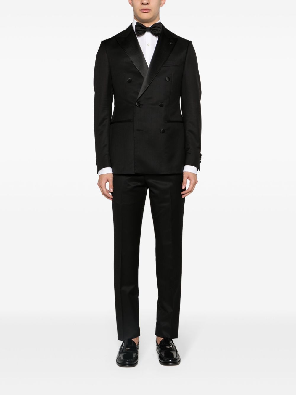 Shop Luigi Bianchi Mantova Peak-lapels Double-breasted Suit In Schwarz