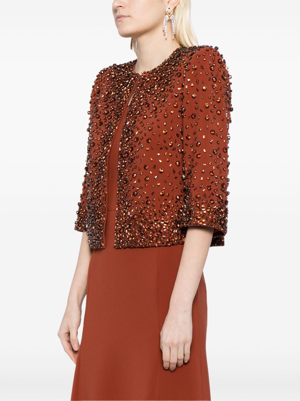 Jenny Packham Darlin crystal-embellished cropped jacket Women