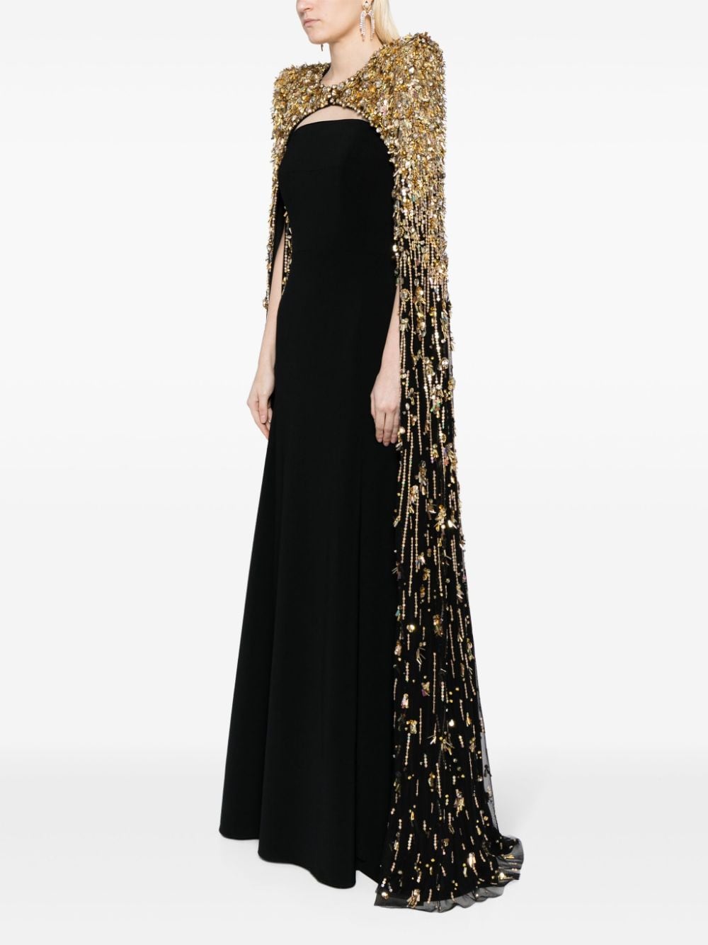 Shop Jenny Packham Sharona Sequinned Cape In Gold