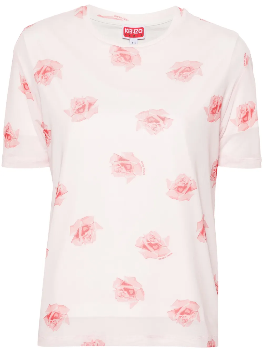 Kenzo Double-layered Floral T-shirt In Pink