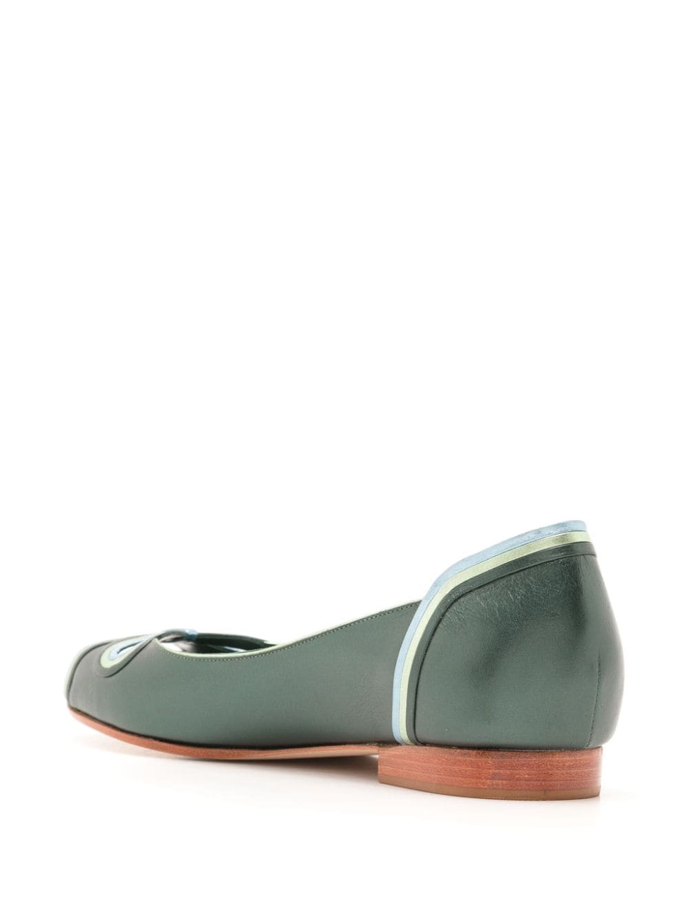 Shop Sarah Chofakian Muniz Cut-out Leather Ballet Pumps In Green