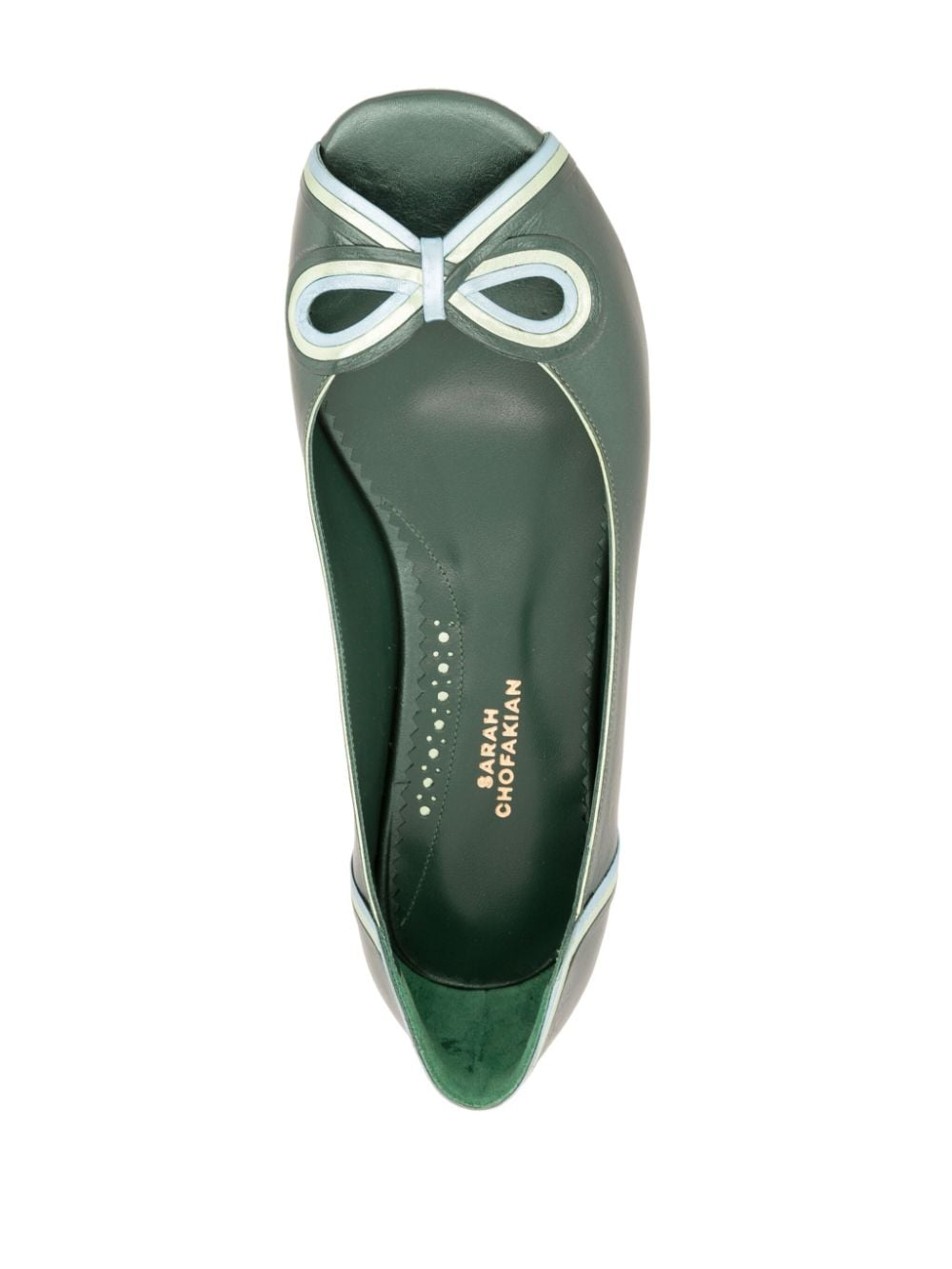 Shop Sarah Chofakian Muniz Cut-out Leather Ballet Pumps In Green