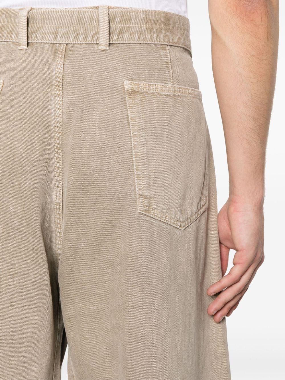 Shop Lemaire Belted Denim Shorts In Neutrals