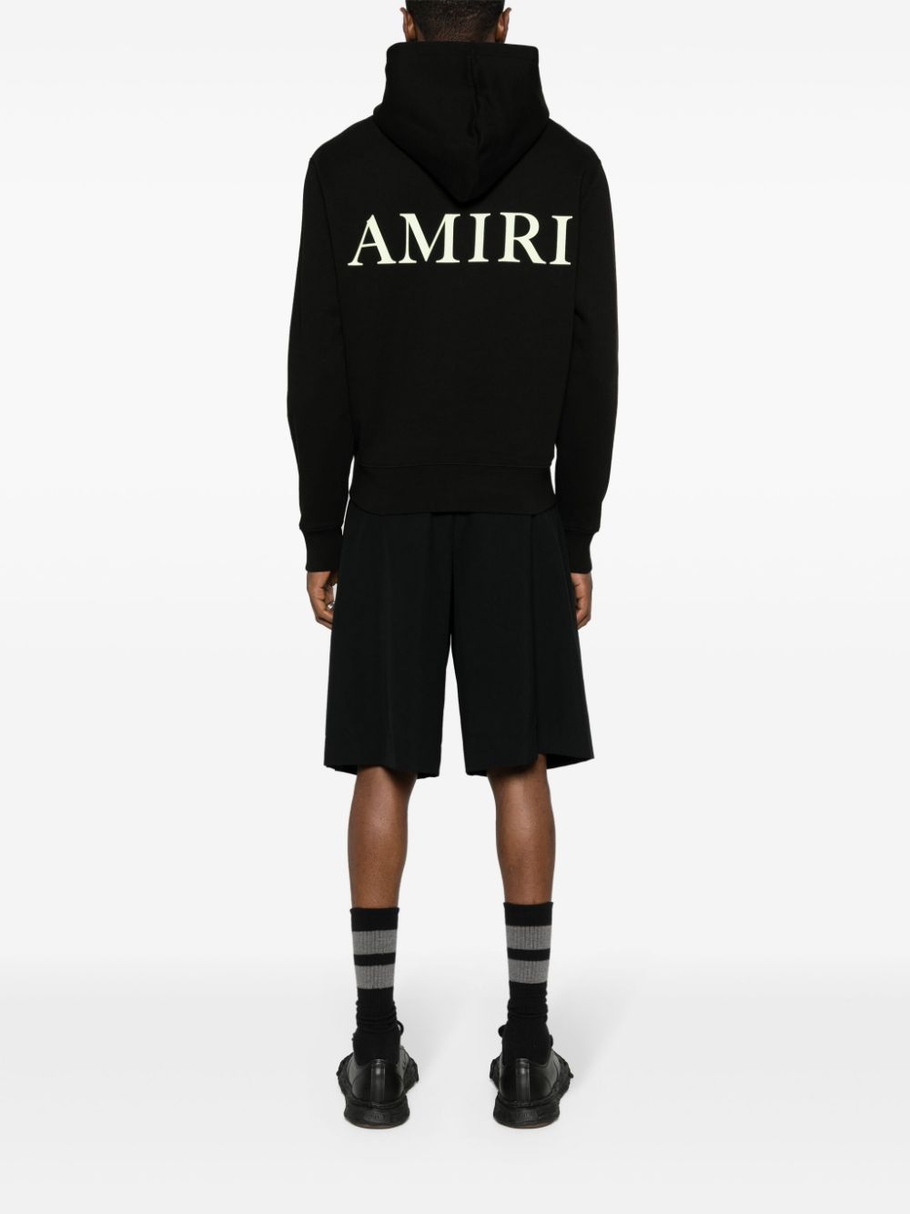 Shop Amiri Raised Monogram Hoodie In Black