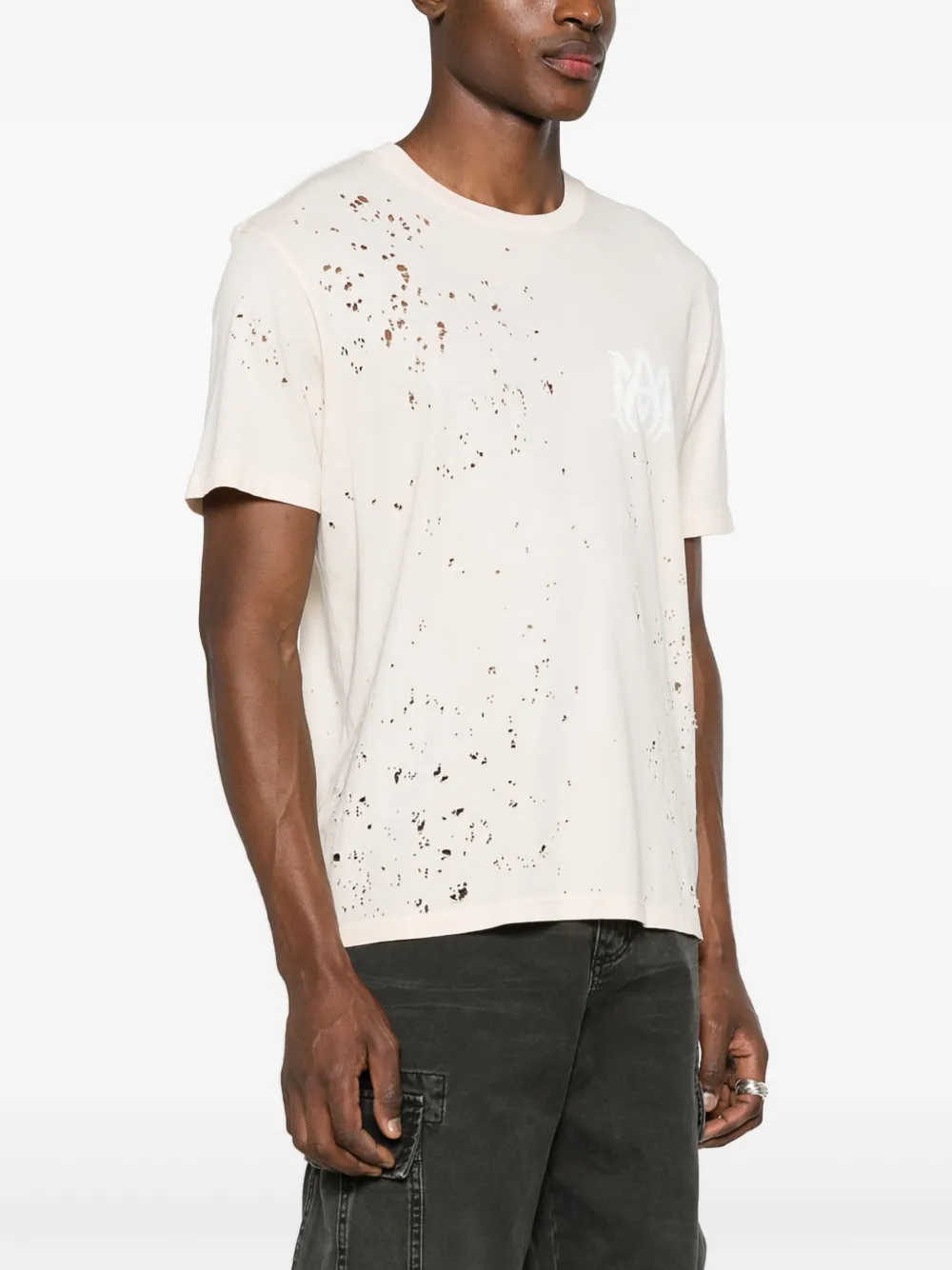 AMIRI T-shirt met logoprint Beige
