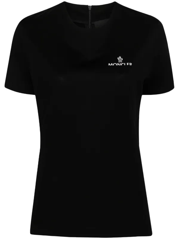 Moncler logo print Cotton T shirt Black FARFETCH AE