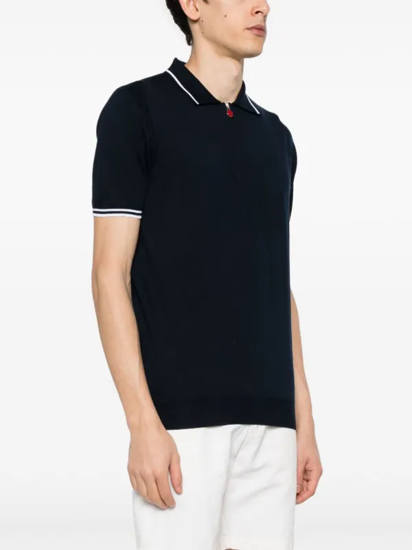 Kiton zip-up Cotton Polo Shirt | Blue | FARFETCH JO