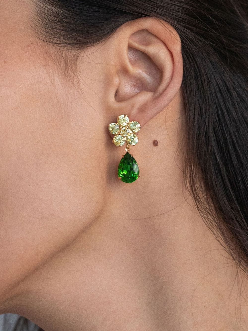 Shop Jennifer Behr 18kt Gold Plated Janna Crystal Drop Earrings In Green