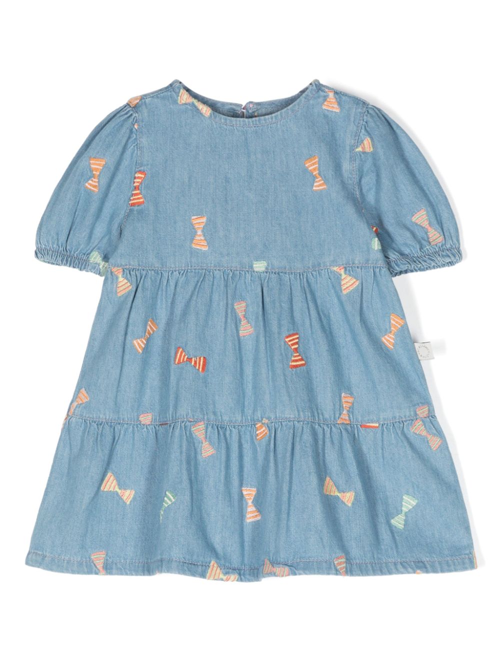 Stella Mccartney Babies' Embroidered Tiered Dress In Blue