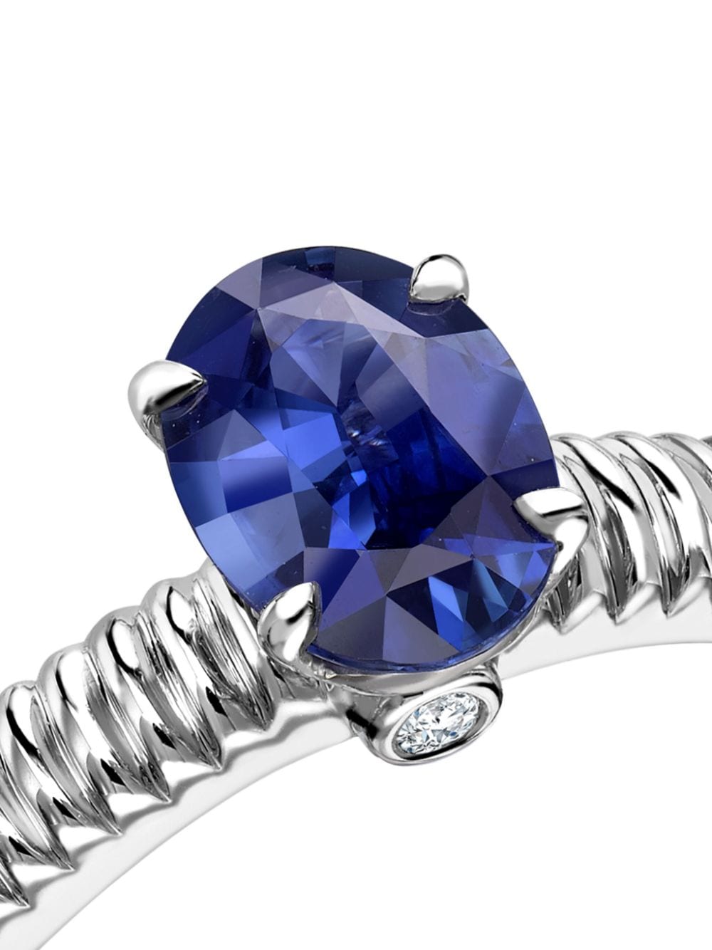Shop Fabergé 18kt White Gold Colours Of Love Sapphire Fluted Ring In Blue