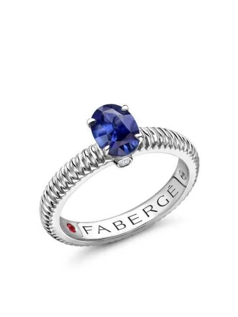 Fabergé 18kt white gold Colours of Love sapphire fluted ring