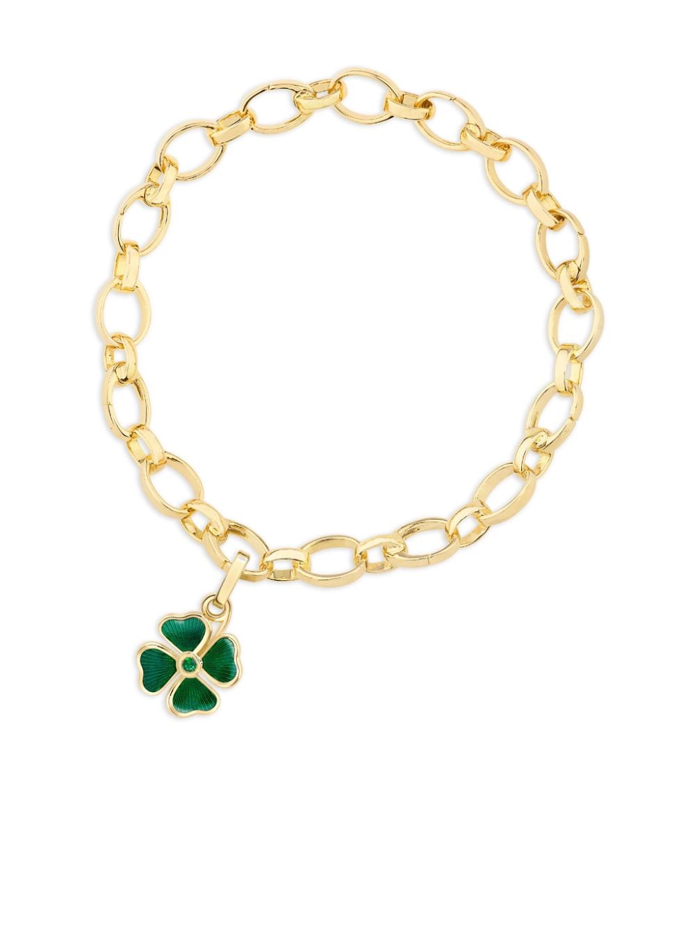 Fabergé 18kt Yellow Gold Heritage Clover Charm In Green
