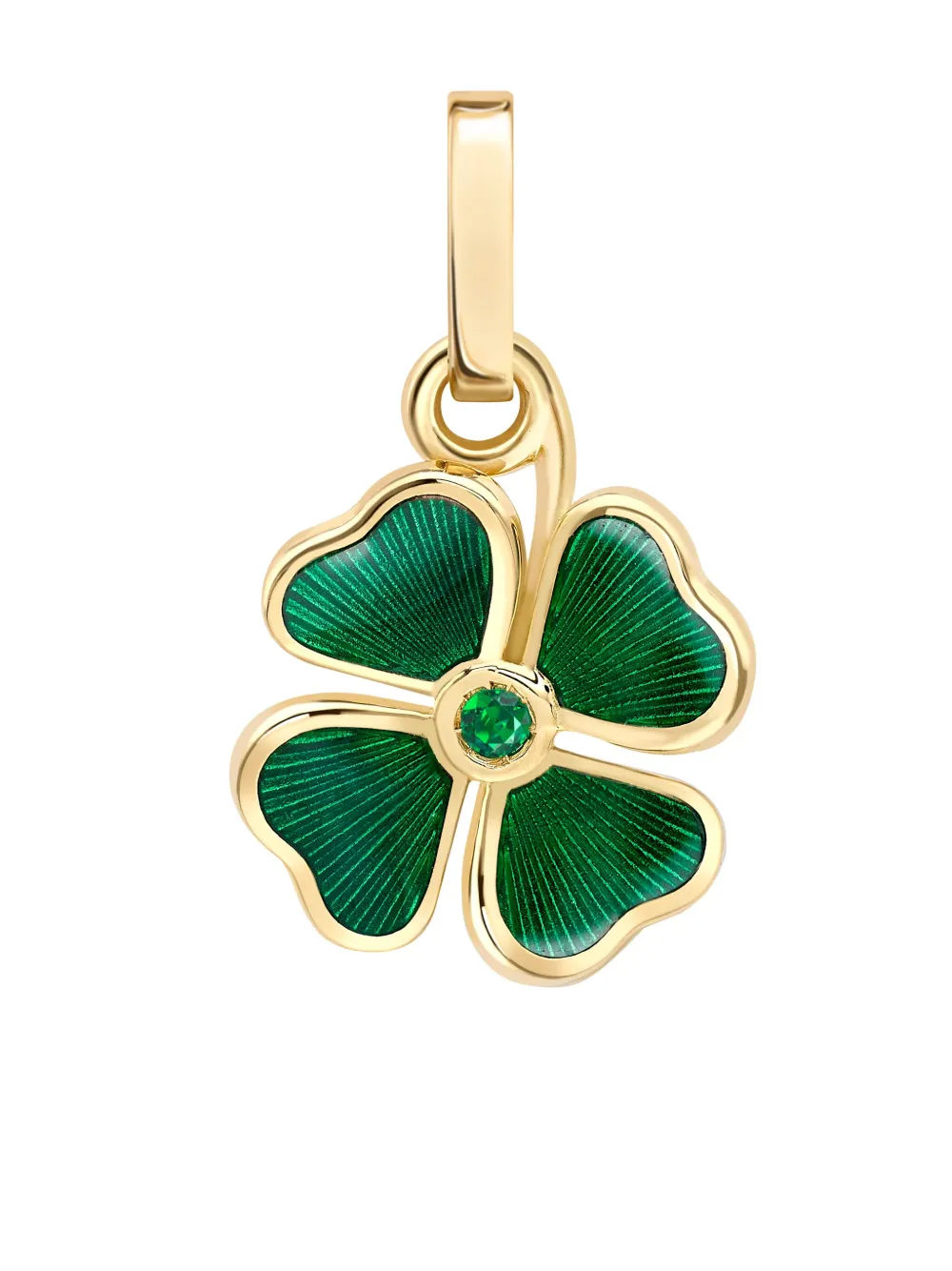 Shop Fabergé 18kt Yellow Gold Heritage Clover Charm In Green