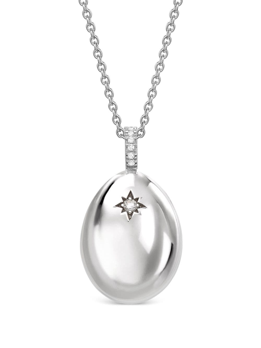 18kt white gold Fabergé Essence I Love You Egg diamond pendant necklace