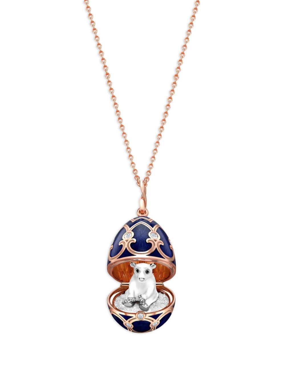 18kt gold Heritage Polar Bear Surprise Locket multi-stone pendant