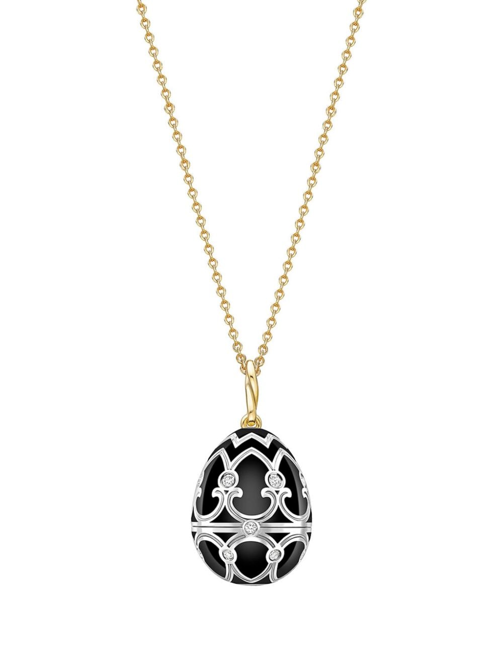 Shop Fabergé 18kt Gold Heritage Penguin Surprise Diamond Locket Necklace In Black