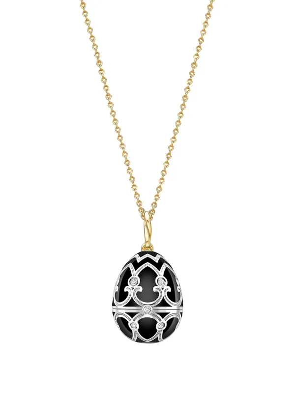 Faberge 18kt Gold Heritage Penguin Surprise Diamond Locket Necklace Black FARFETCH AZ