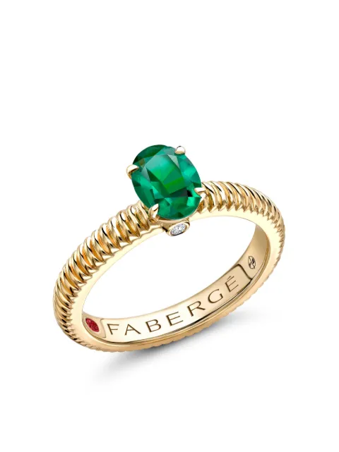 Fabergé 18kt yellow gold Colours of Love emerald fluted ring