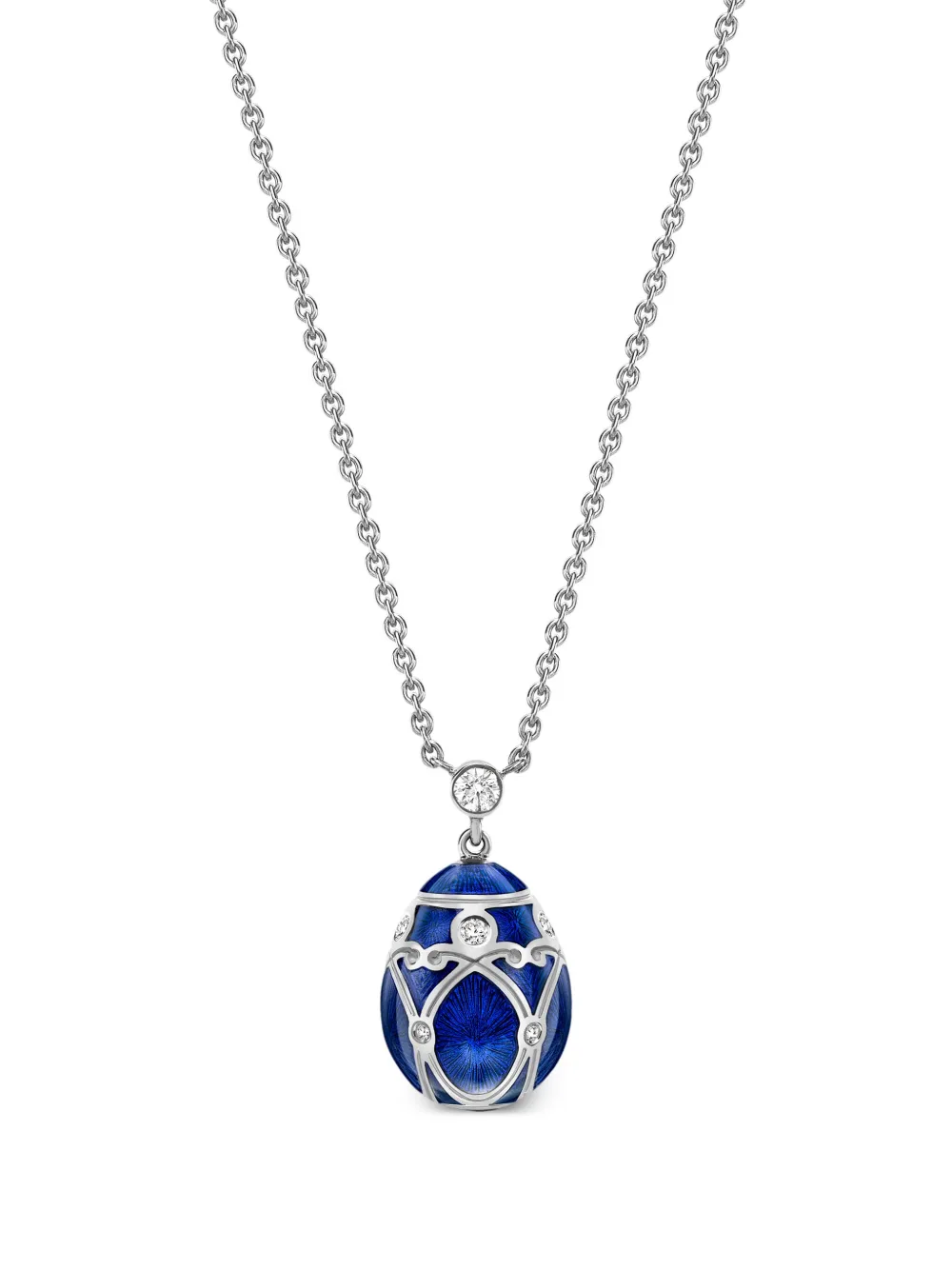 18kt white gold Heritage Palais Petite Egg diamonds pendant necklace