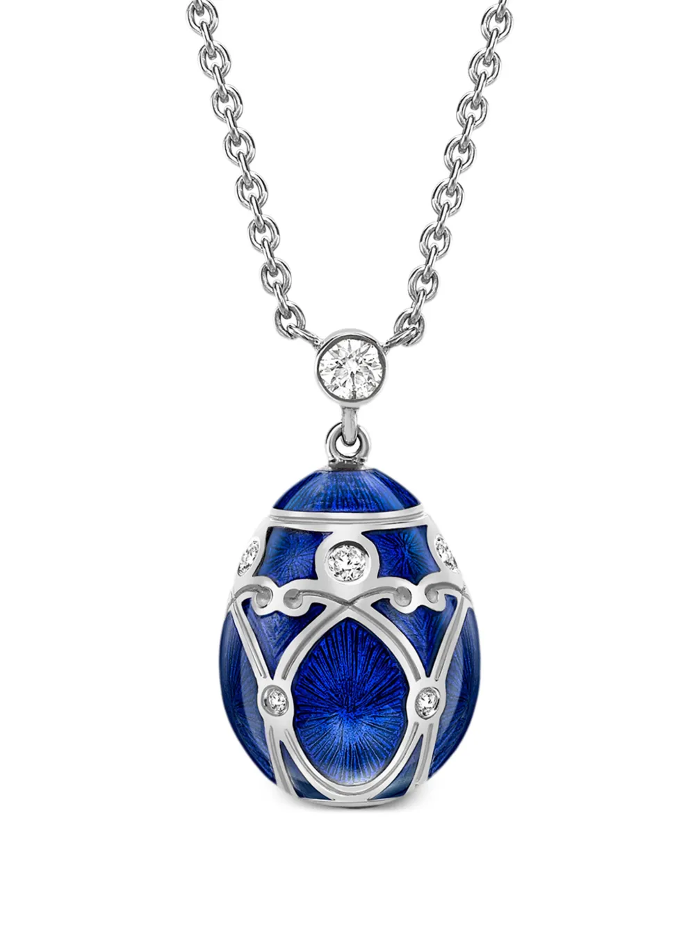 Fabergé 18kt white gold Heritage Palais Petite Egg diamonds pendant necklace - Blauw