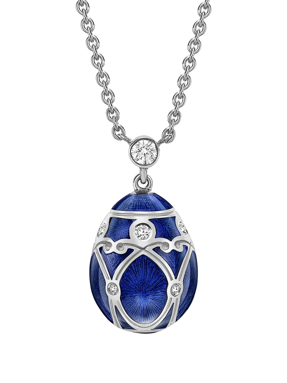 Fabergé 18kt white gold Heritage Palais Petite Egg diamonds pendant necklace - Blu
