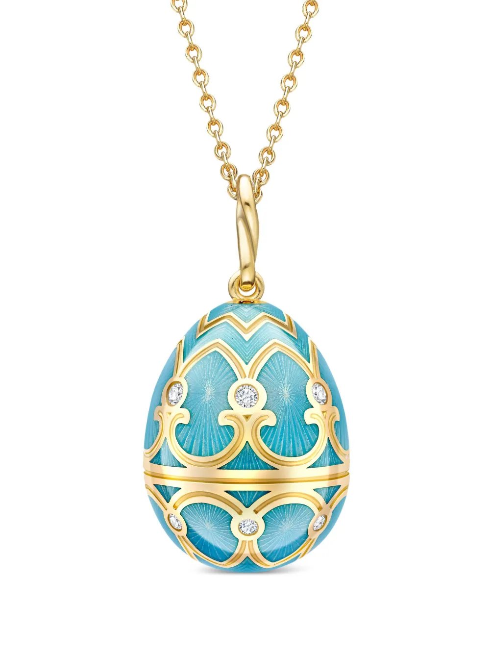 Fabergé 18kt yellow gold Heritage Egg multi-stone necklace - Blauw