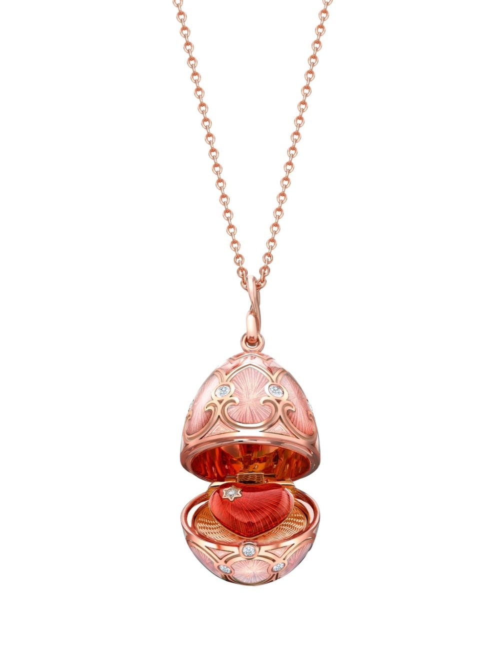 Fabergé 18kt Rose Gold Heritage Diamond Surprise Locket Necklace In Pink