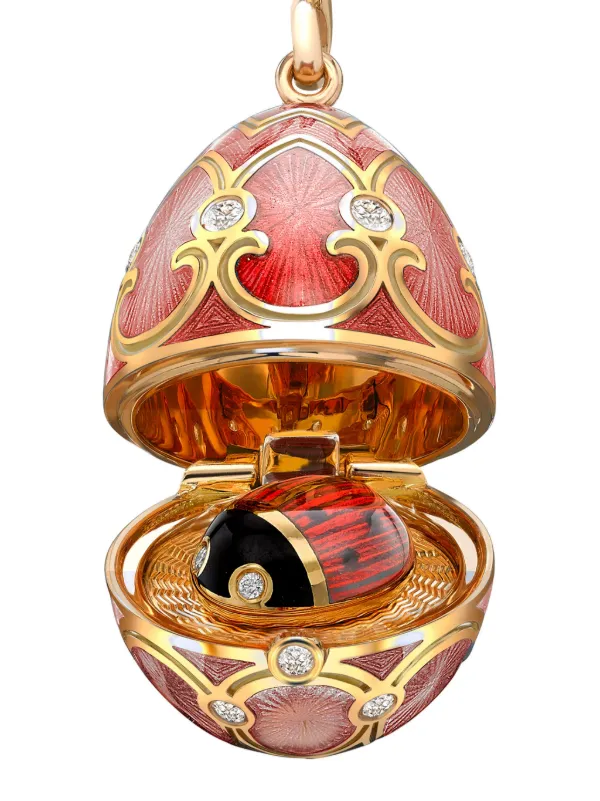Pendentif œuf Style Fabergé - Rouge émail Et Strass, Collier Fantaisie