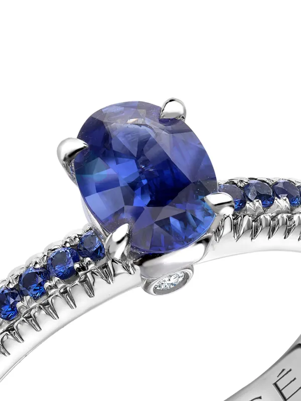 18金ホワイトゴールド × サファイア × ダイヤモンド リング フラワー