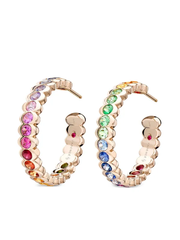 Multi colored stone hoop earrings store