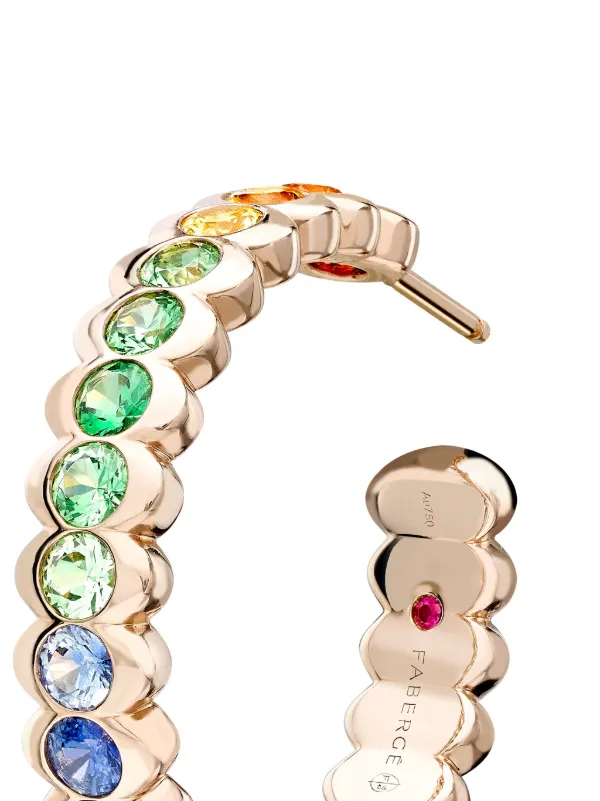 Faberge 18kt Rose Gold Colours Of Love Cosmic Curve multi stone Hoop Earrings Pink FARFETCH NZ