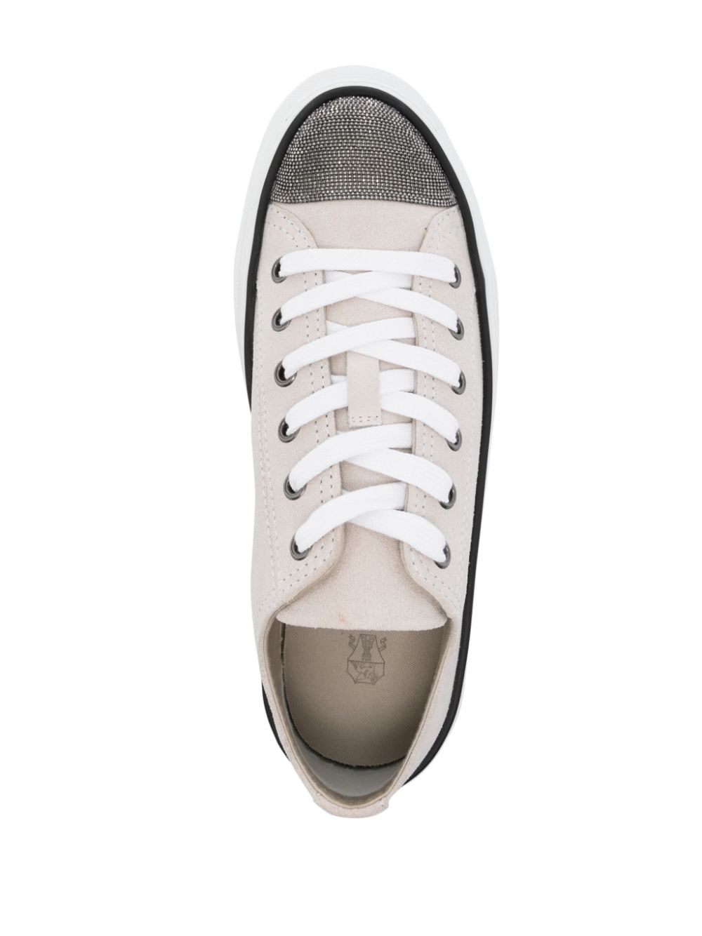 Shop Brunello Cucinelli Monili-chain Suede Sneakers In Grey
