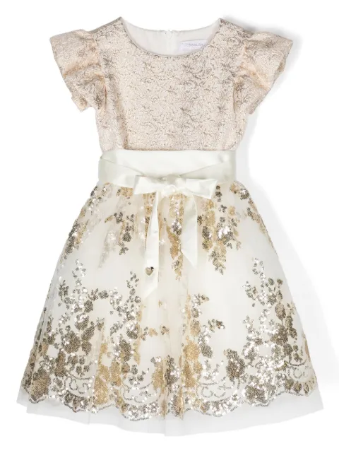 Monnalisa sequin-embellished belted dress