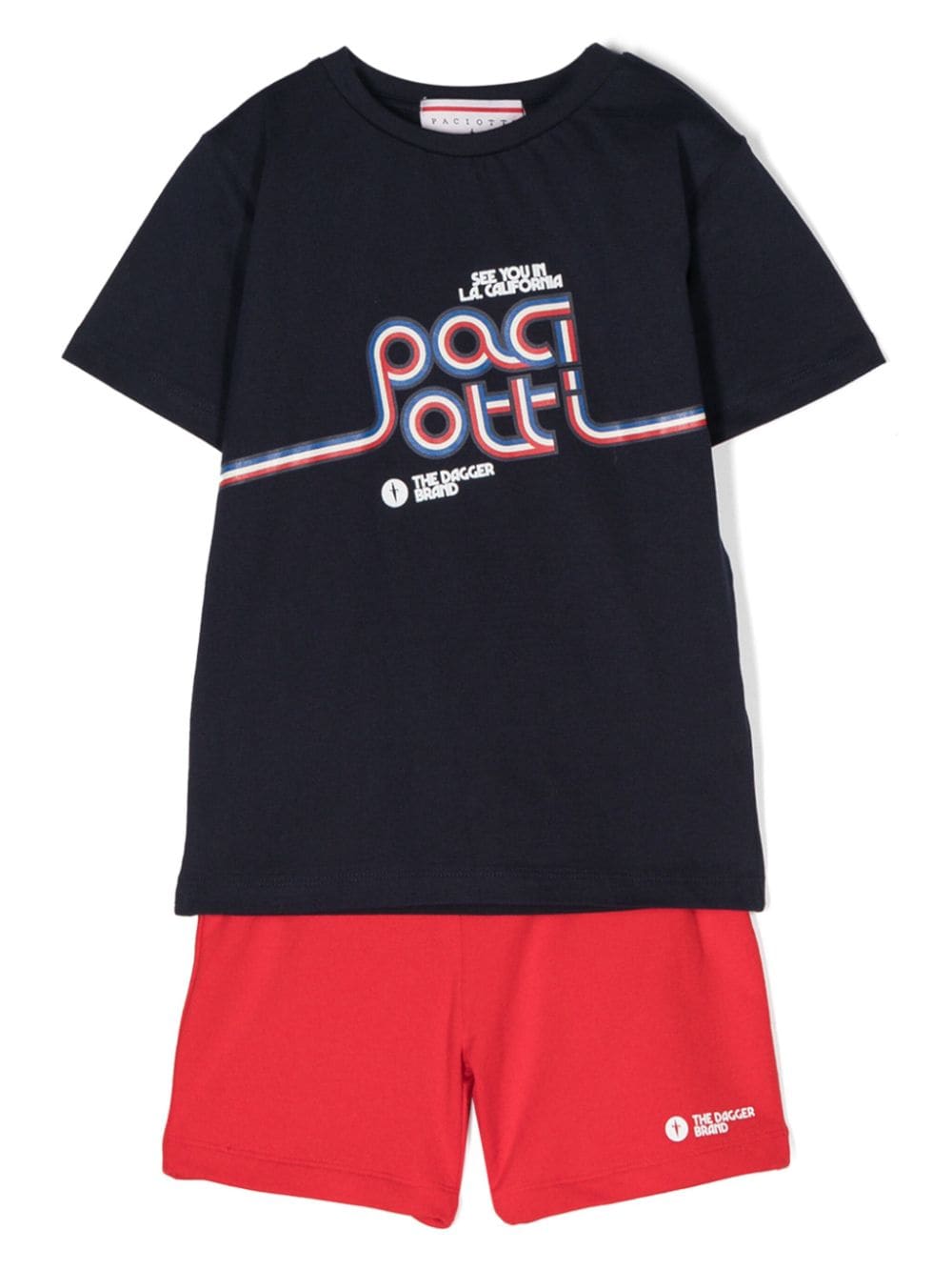 Cesare Paciotti 4Us Kids logo-print cotton short set - Blu