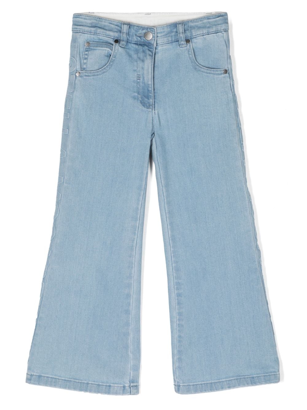 Image 1 of Stella McCartney Kids logo-embossed flared jeans